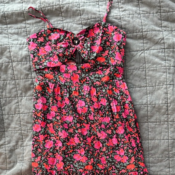 Bloomingdale's Aqua Floral Midi Dress S - Picture 3 of 7